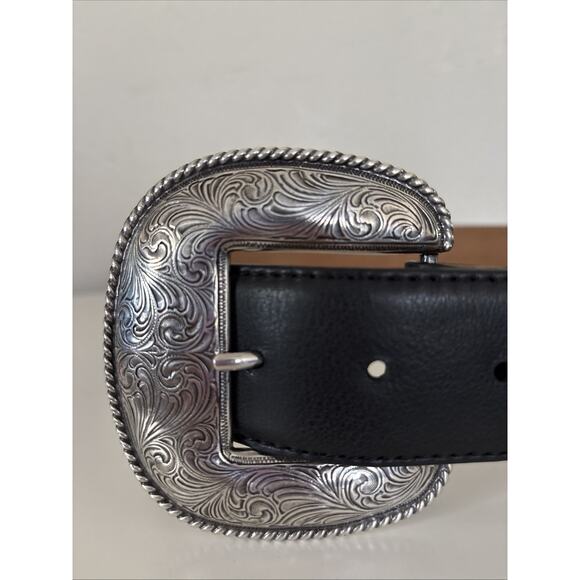 Womens Tony Lama Brighton Silver Buckle Teal Floral Leather Belt 30” Western NWT main image 10
